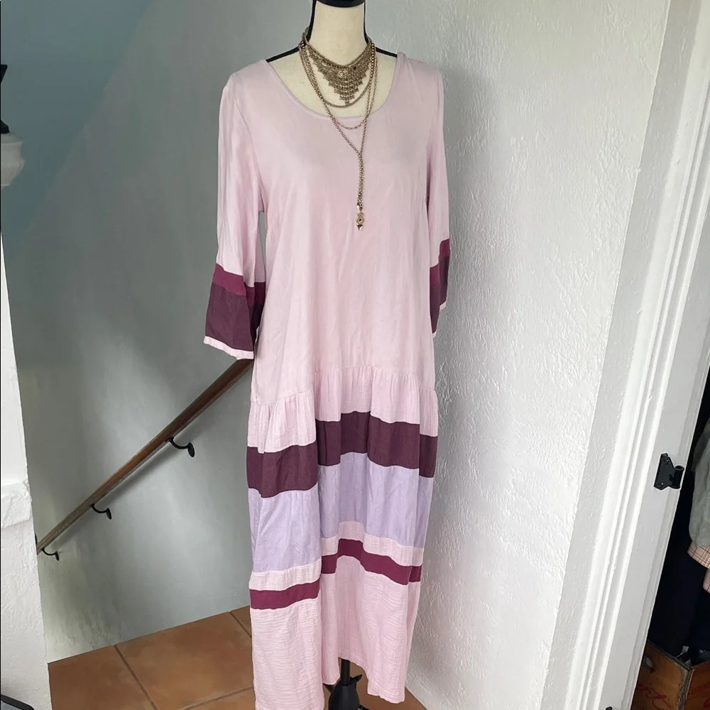 Free People NWT Manda Cotton Midi Dress Lilac Pink has Pockets Oversized Small